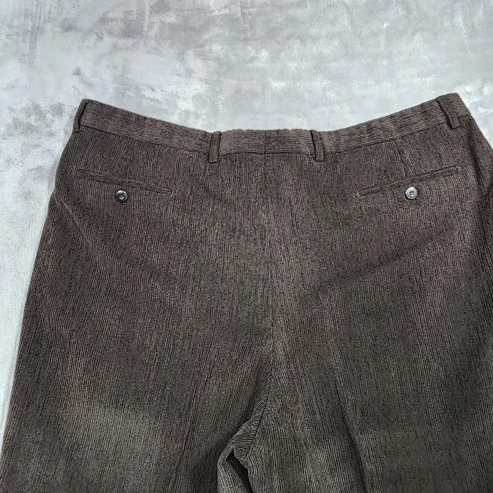 St Croix‎ Pants Mens 42x30 Brown Corduroy Pleated Cuffed Wool Blend Dress Italy